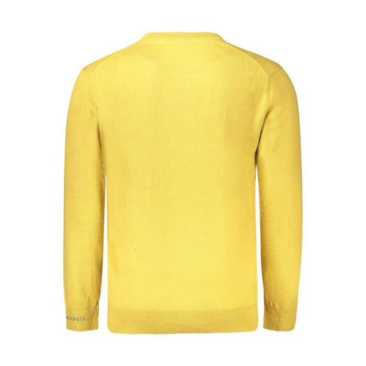 Yellow Cotton Men Sweater