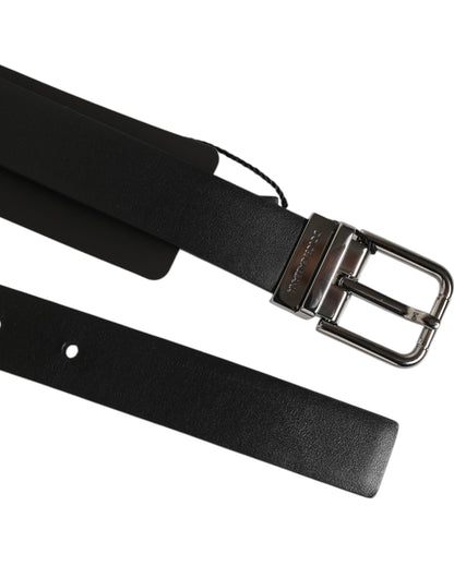 Black Leather Studded Silver-Tone Buckle Belt