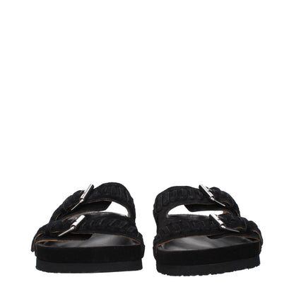 Black Leather Slippers