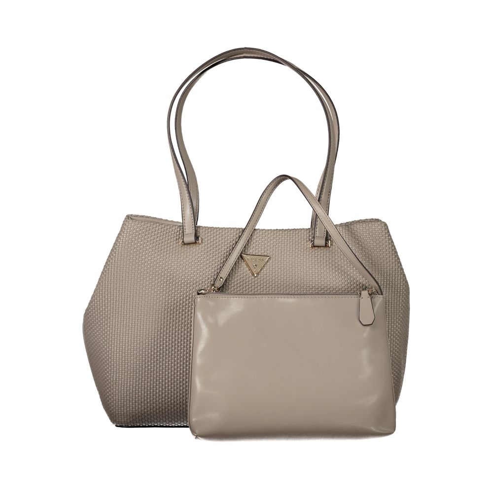 Beige Polyurethane Women Handbag