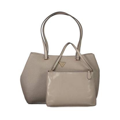 Beige Polyurethane Women Handbag