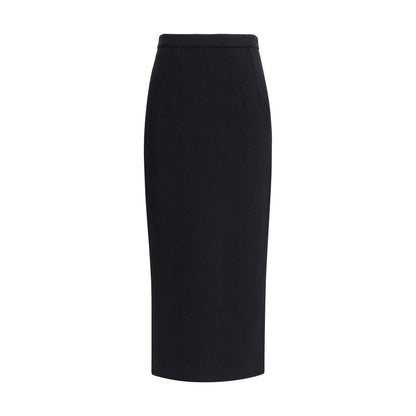 Black Fleece Wool Long Skirt