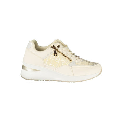 White Polyurethane Women Sneaker