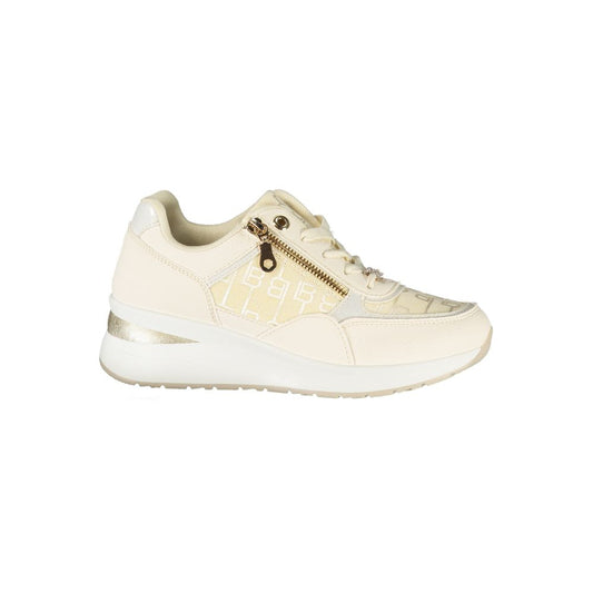 White Polyurethane Women Sneaker