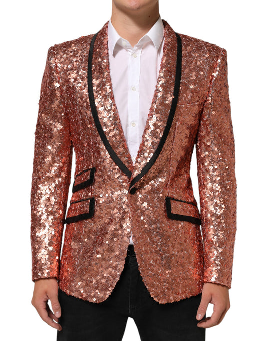 Pink Sequin SICILIA 1 Button Men Suit Blazer
