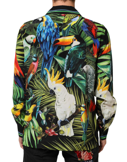 Multicolor Parrot Print Lounge Casual Shirt