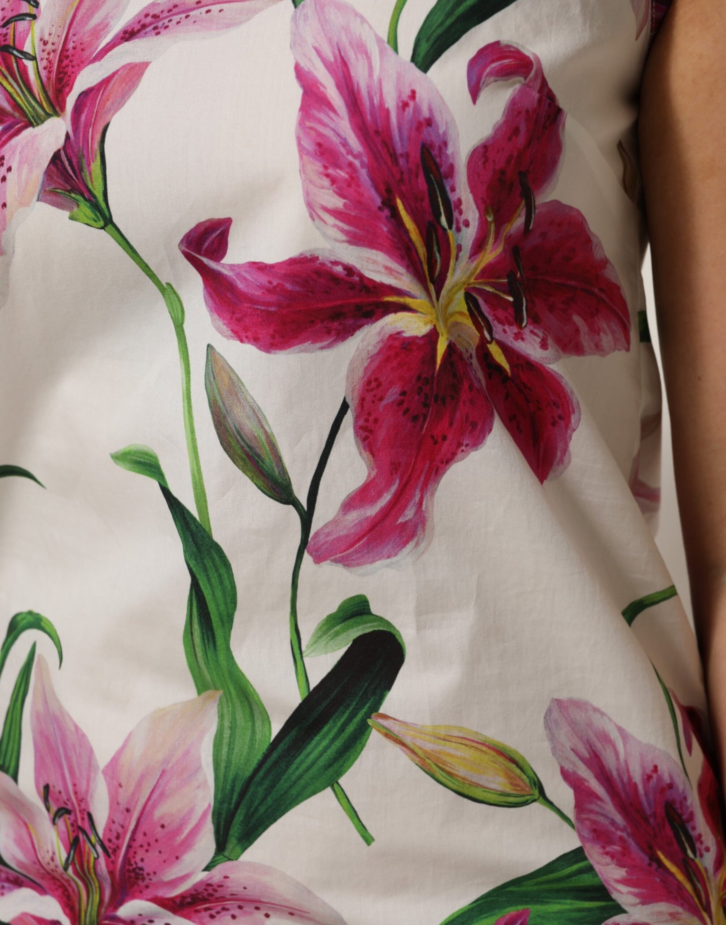 White Cotton Floral Sleeveless Mini Dress