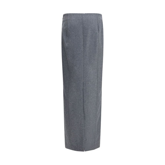 Gray Fleece Wool Long Skirt