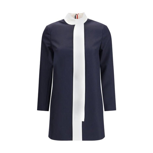Blue Fleece Wool Casual Dress