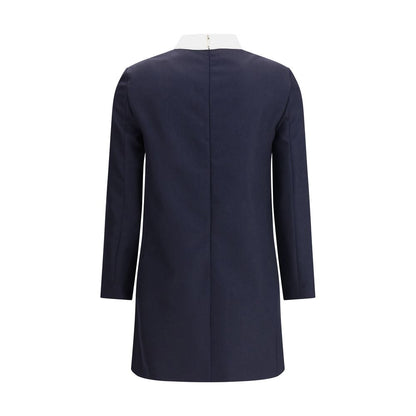 Blue Fleece Wool Casual Dress