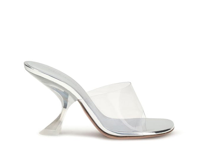 Silver Calf Leather Bos Taurus Stiletto Heel Sandals