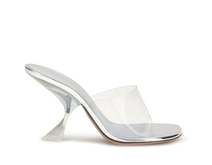 Silver Calf Leather Bos Taurus Stiletto Heel Sandals