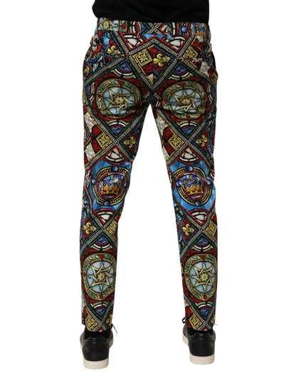 Multicolor Stained Glass Window Style Print Men Pants