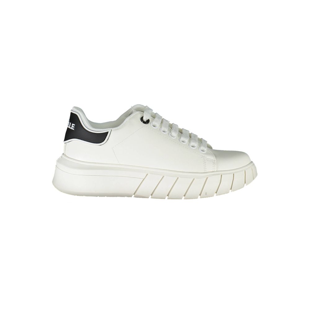 White Polyurethane Women Sneaker