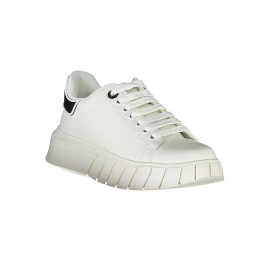 White Polyurethane Women Sneaker