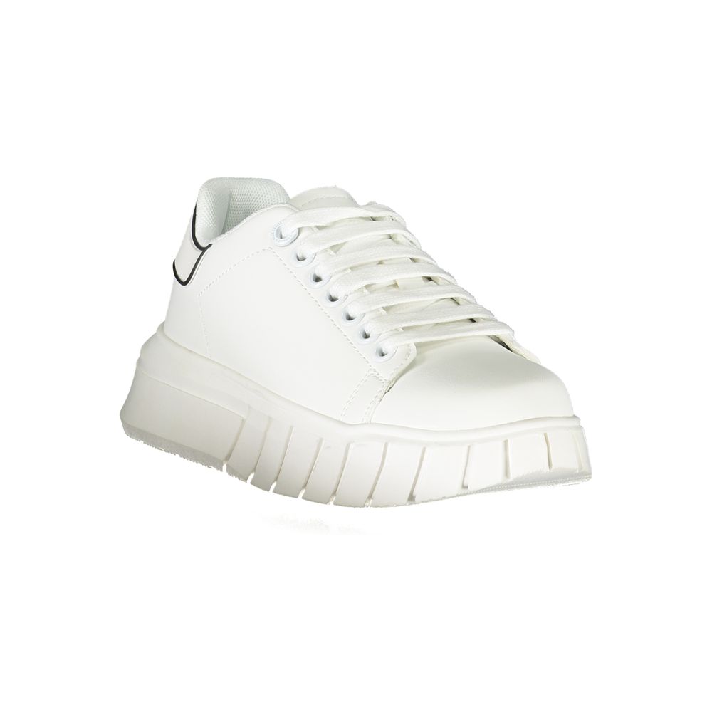 White Polyurethane Women Sneaker