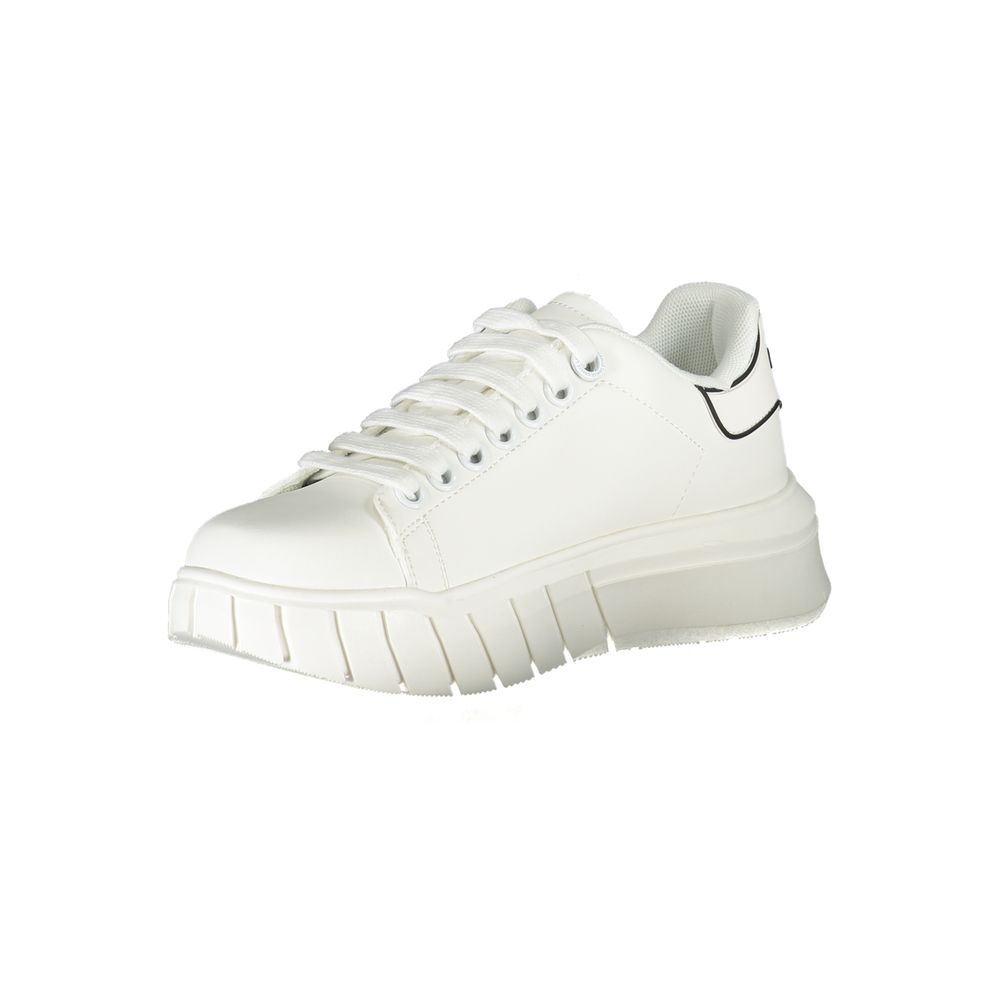White Polyurethane Women Sneaker