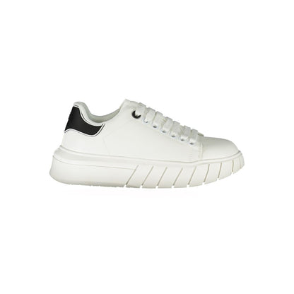 White Polyurethane Women Sneaker