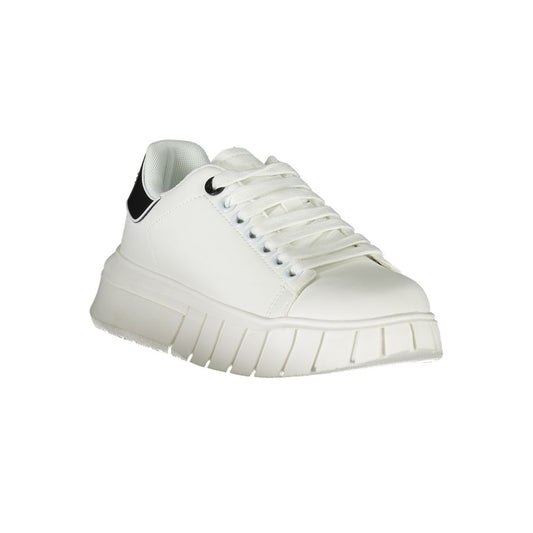 White Polyurethane Women Sneaker