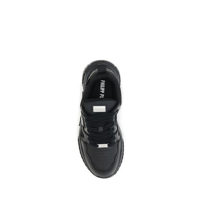 Black Polyester Athletic Sneakers
