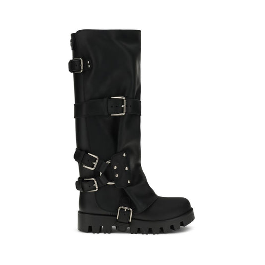 Black Calf Leather Bos Taurus Lace-Up Boots