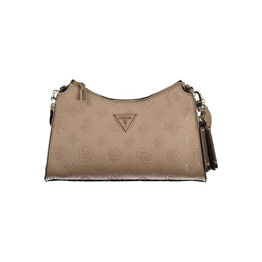 Beige Polyurethane Women's Crossbody Bag
