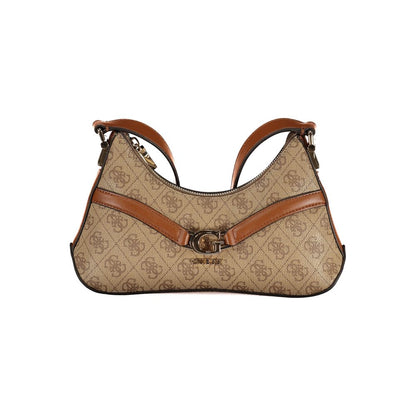 Beige Polyurethane Women Shoulder Bag