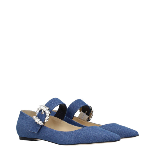 Blue Fabric Ballet Flats