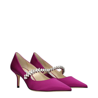 Pink Satin Mid Heel Pumps