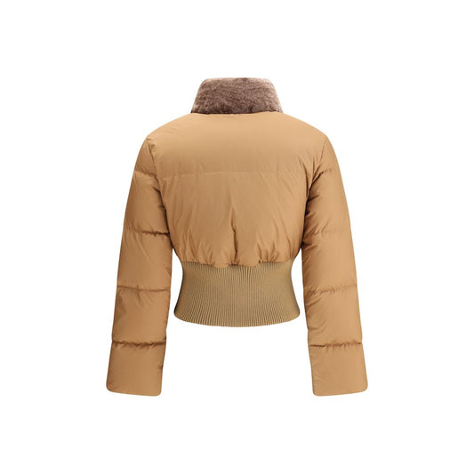 Brown Polyester Full-Length Jacket