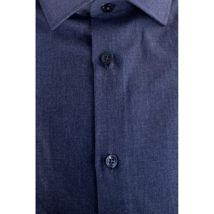 Blue Cotton Men Shirt