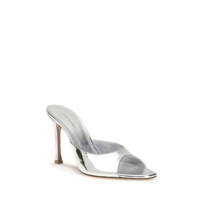 Silver Calf Leather Bos Taurus Stiletto Heel Sandals