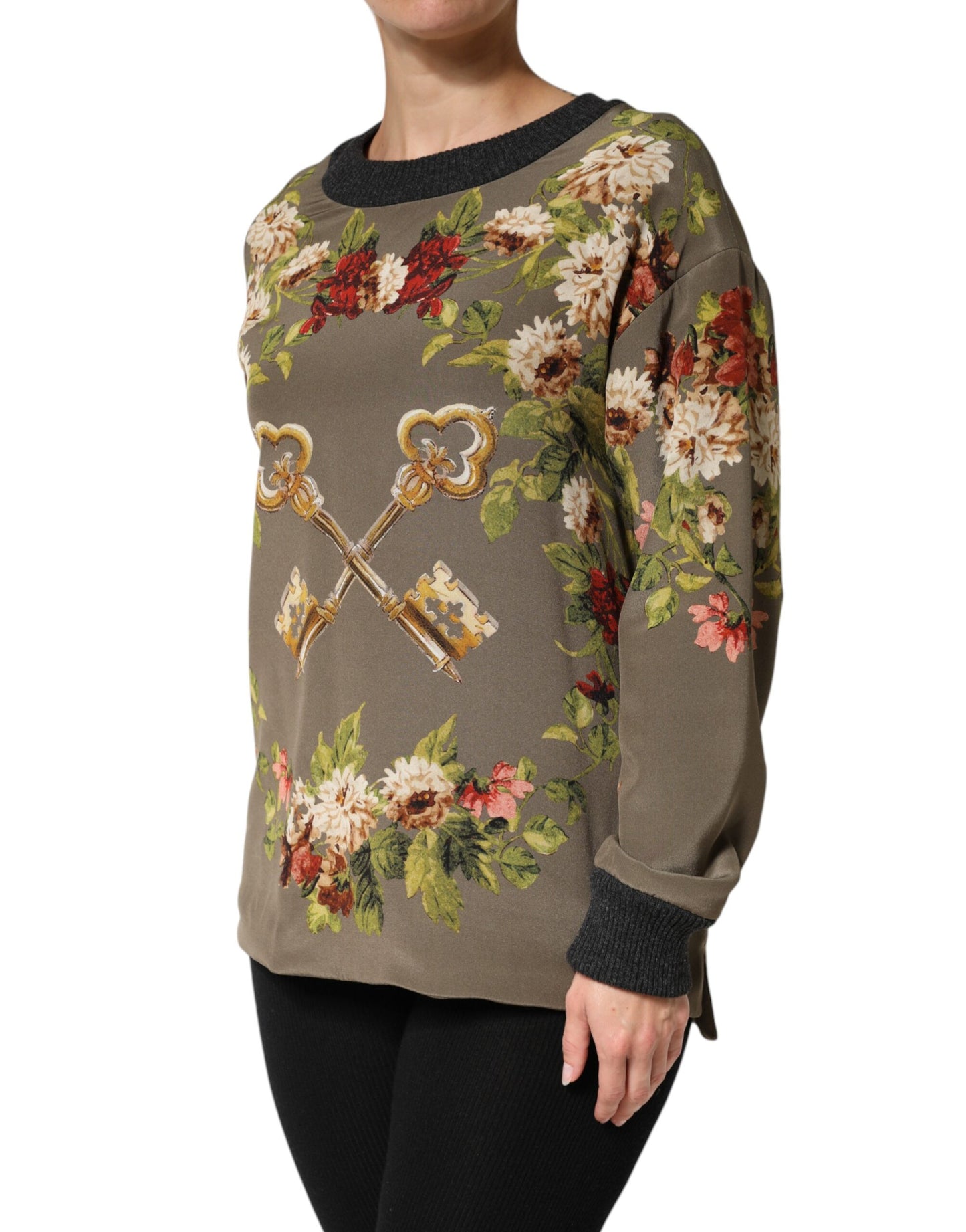 Enchanted Sicily Silk Crewneck Blouse Sweater