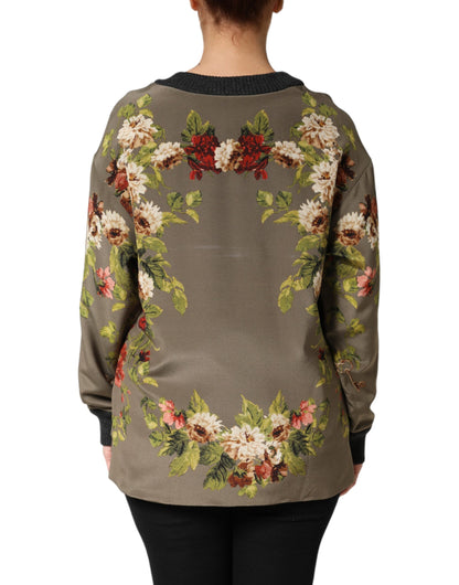 Enchanted Sicily Silk Crewneck Blouse Sweater