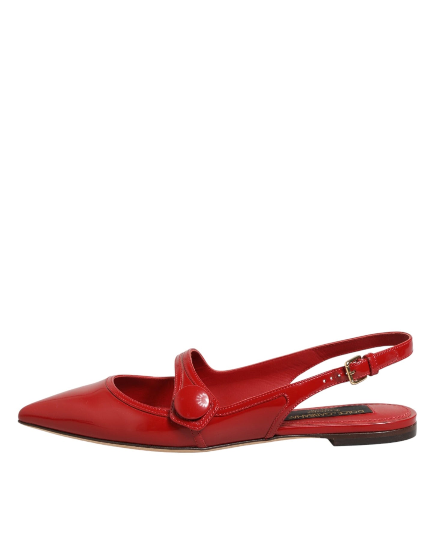 Red Leather Slingback Flats Sandals Shoes