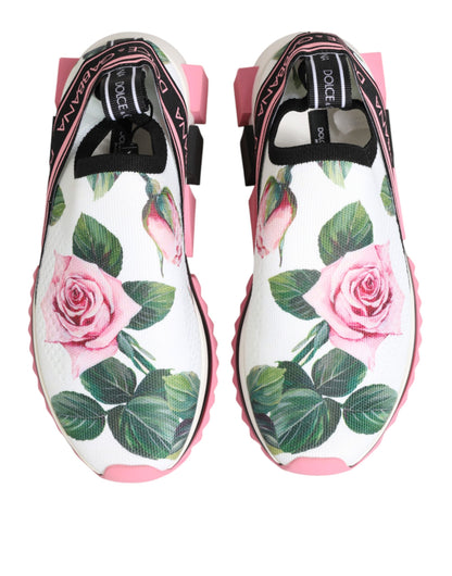 White Rose Print Sorrento Sneakers Shoes