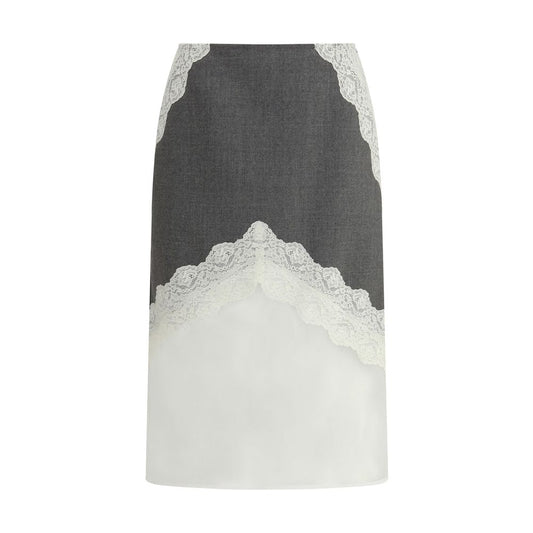 Gray Polyester Midi Skirt