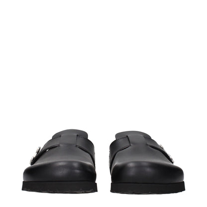 Black Leather Slippers