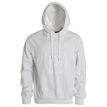 White Cotton Hooded Pullover Sweatshirt Men