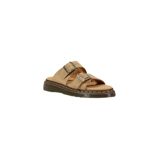 Beige Leather Flat Sandals