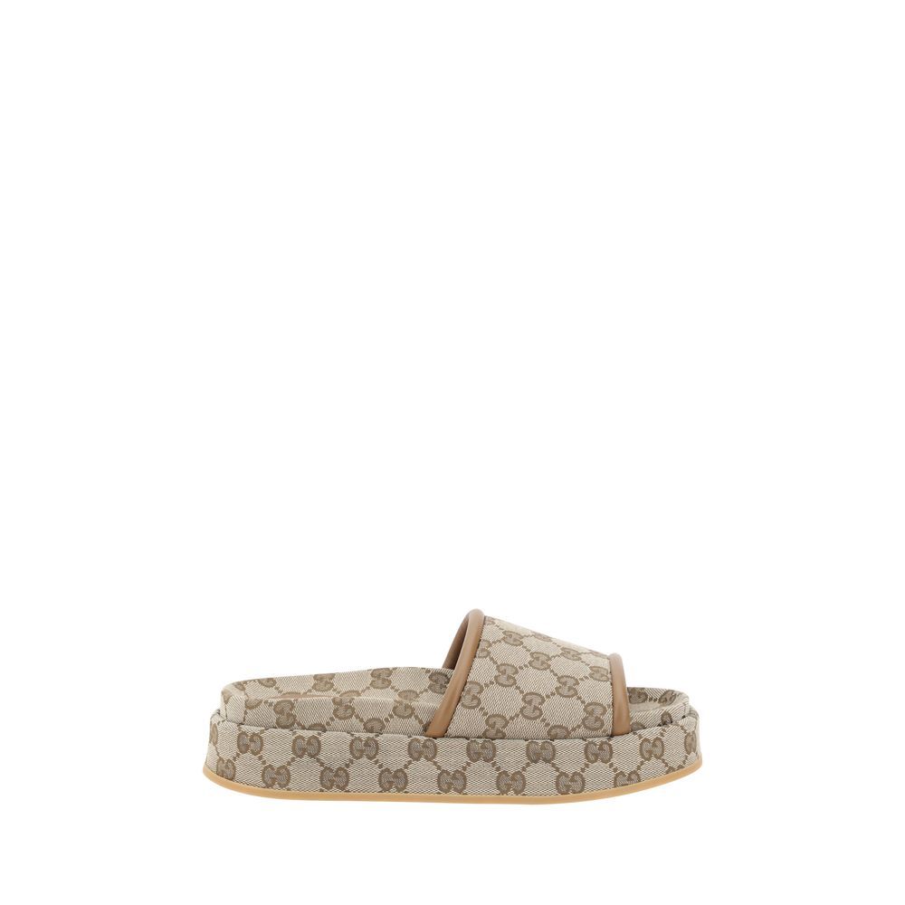 Beige Polyamide Flat Sandals