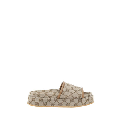 Beige Polyamide Flat Sandals