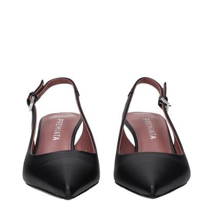 Black Leather Platform Pumps