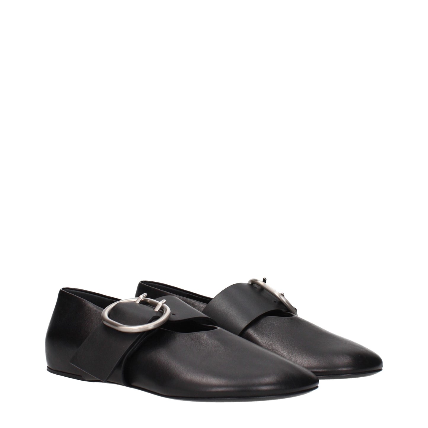 Black Leather Ballet Flats