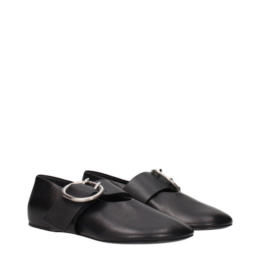 Black Leather Ballet Flats