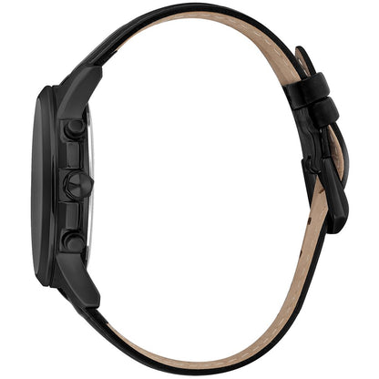 Black Leather Dress Watch