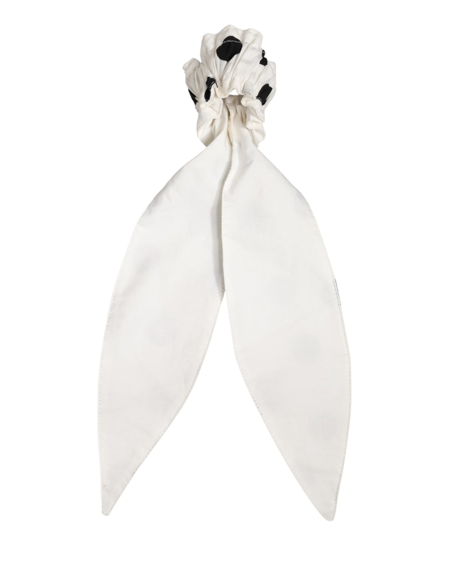 Scrunchie White Cotton Polka Dot Scarf Tie Accessory Hair