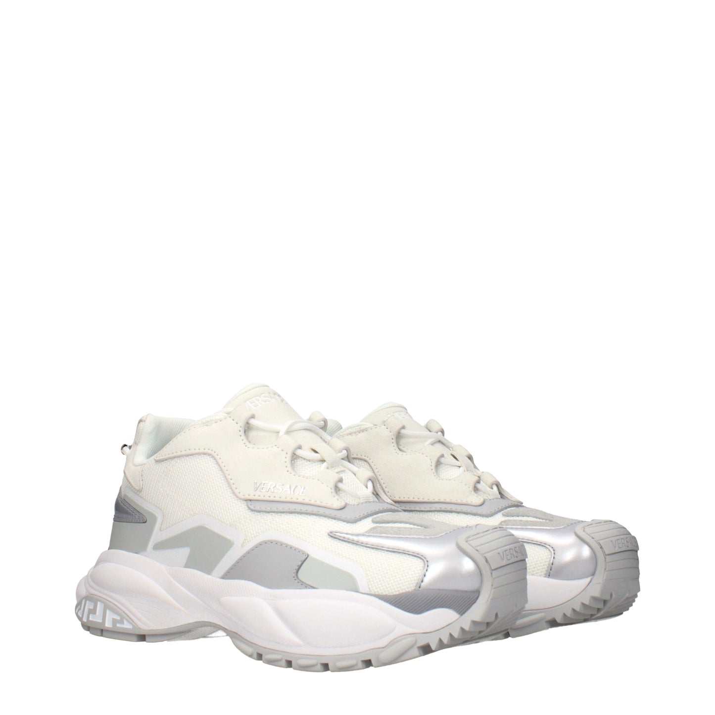 White Fabric Chunky Sneakers