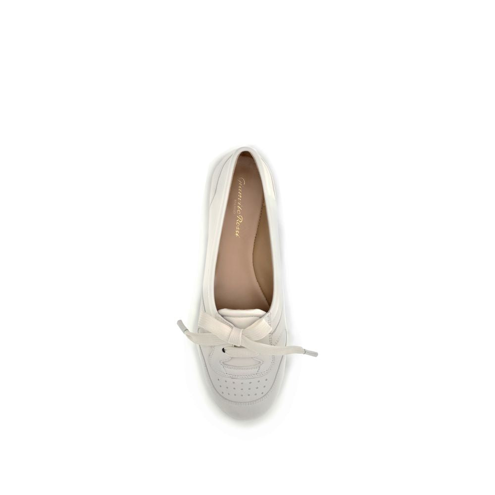 White Calf Leather Bos Taurus Ballet Flats