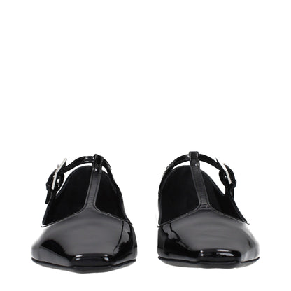 Black Leather Ballet Flats